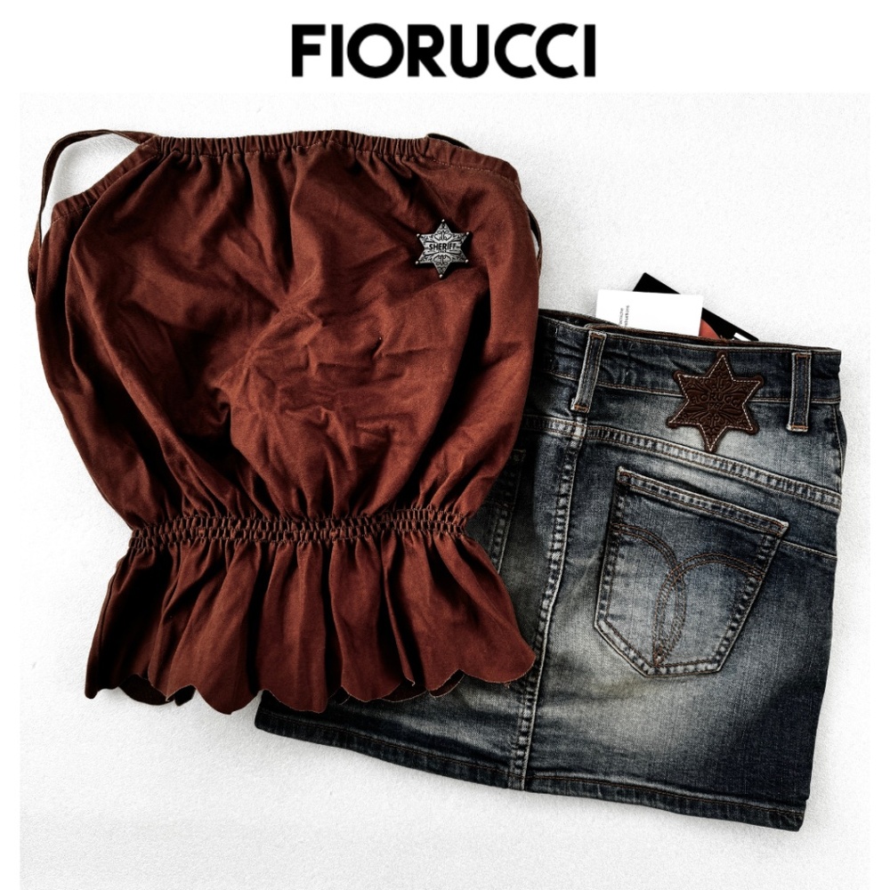 RARE! Fiorucci Western Mini Skirt and Halter Top